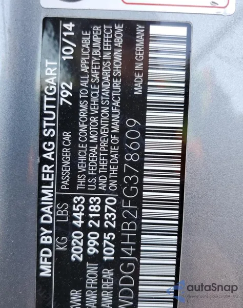 2015 Mercedes-Benz C 250 из США, поврежденный, VIN WDDGJ4HB2FG378609